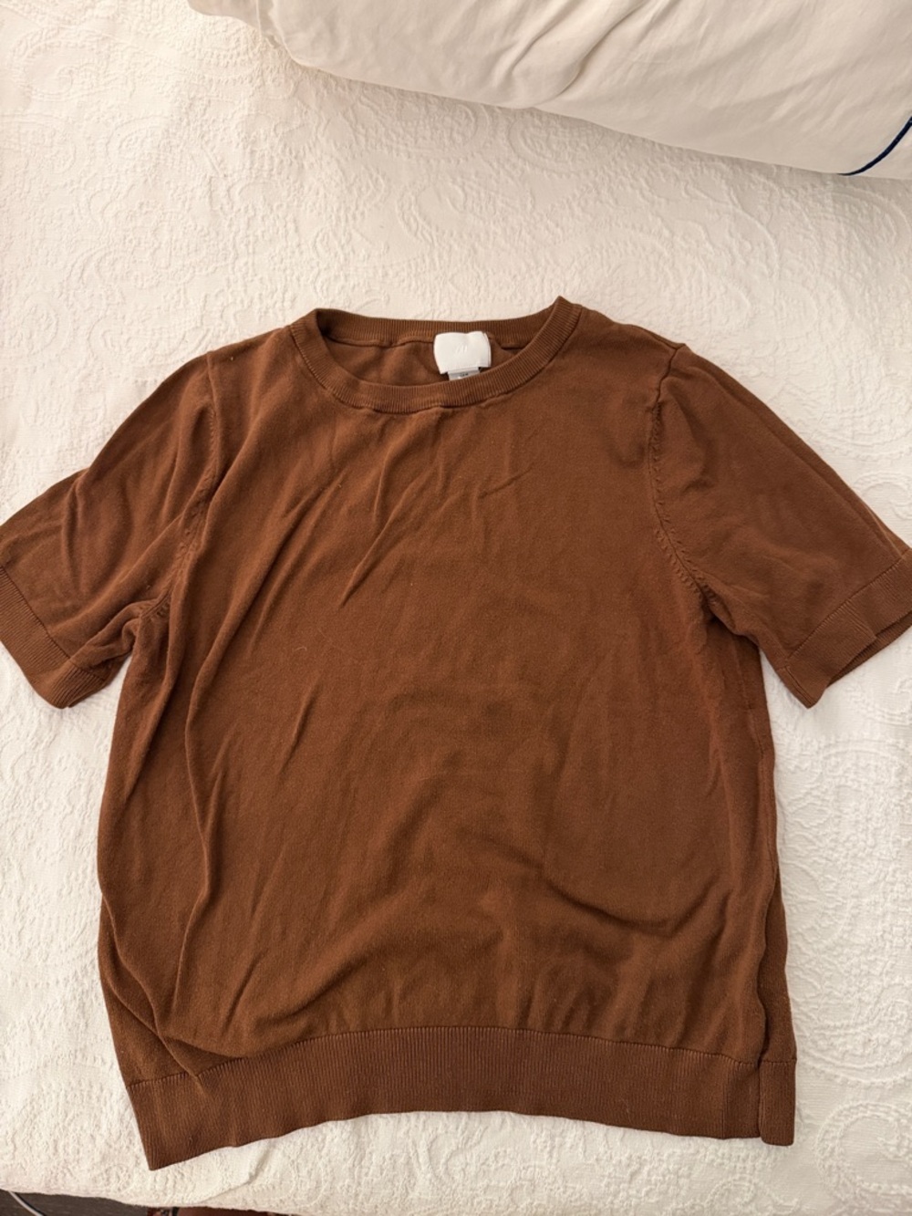 H&M Brown Short Sleeve Knit Top